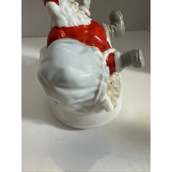 Vintage Handcrafted Musical Spinning Santa With Toy Bag E5 - Picture 4 of 11